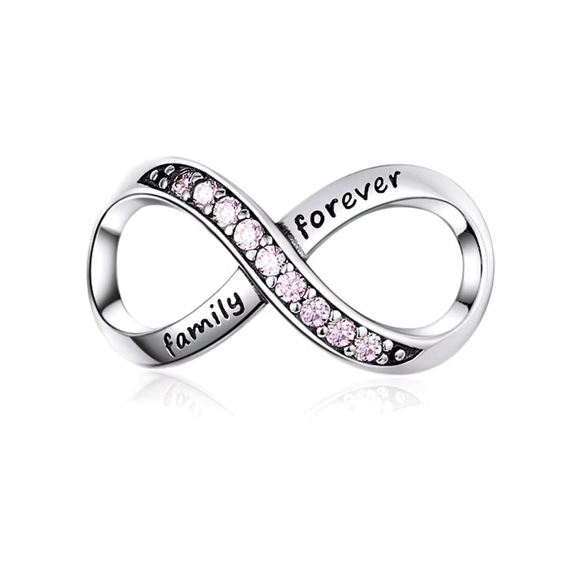 925 Sterling Silver Infinity Pave Charm - Pink