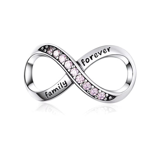925 Sterling Silver Infinity Pave Charm - Pink