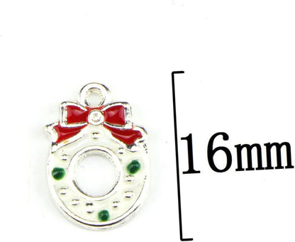 20Pcs Diy Christmas Alloy Pendant Charm Set Snowflake Wreath Jewelry Making Supplies for Necklace Bracelet Holiday Crafts