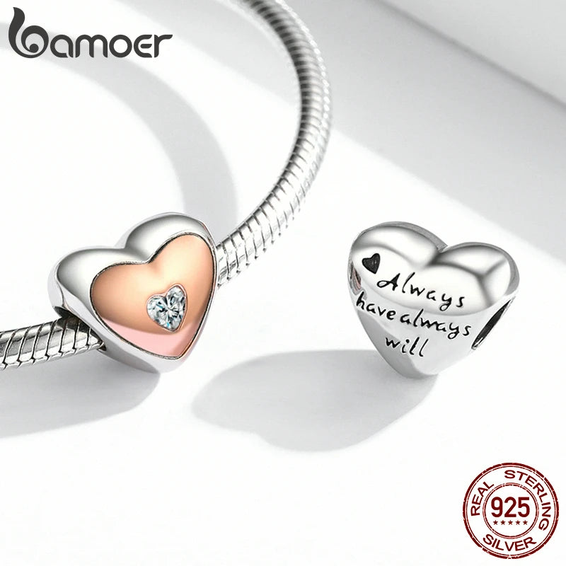 925 Sterling Silver Heart-Shape Charm Beads Fit Original Charm Bracelet Inlaid Zircon Colorful Pendants DIY Accessories