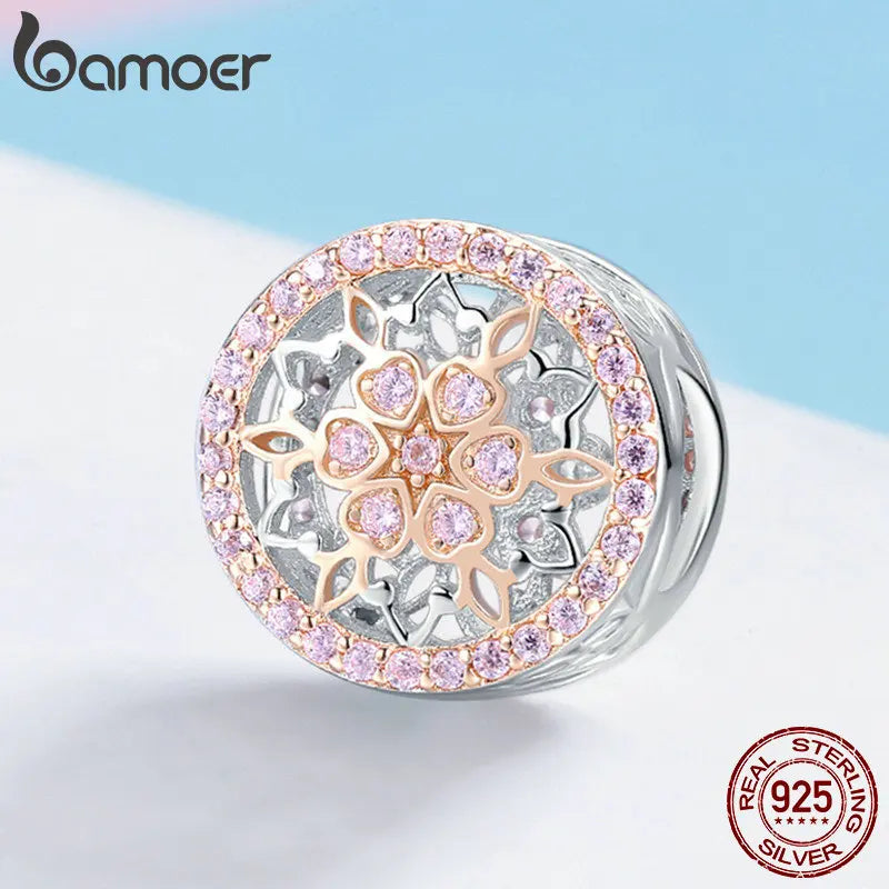 Genuine 925 Sterling Silver Blooming Buds Clear Cubic Zircon Beads Charms Fit Bracelets DIY Jewelry Making SCC923
