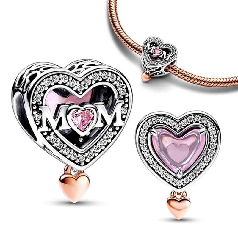 Infinity Love Mother Daughter Mum Heart Charms for Original 925 Charms Bracelet Silver Charm Bead for Mother'S Day Gift Jewelry
