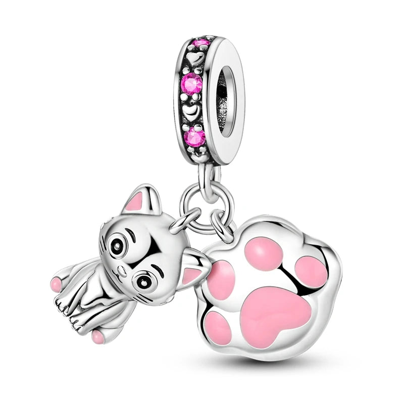 Pink Series Charms 925 Silver Perfume Butterfly Charm Beads Pendent Dangle Fit Original Bangle Charm Bracelet DIY Women Jewelry