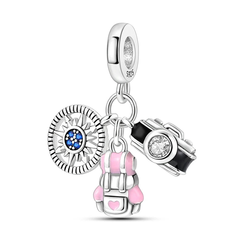 Pink Series Charms 925 Silver Perfume Butterfly Charm Beads Pendent Dangle Fit Original Bangle Charm Bracelet DIY Women Jewelry