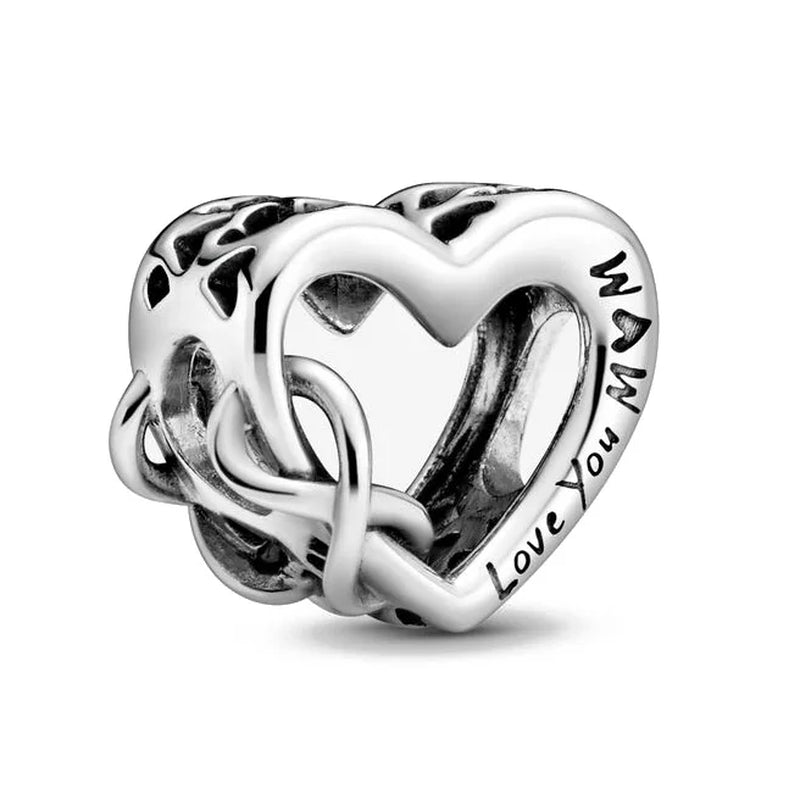 Infinity Love Mother Daughter Mum Heart Charms for Original 925 Charms Bracelet Silver Charm Bead for Mother'S Day Gift Jewelry