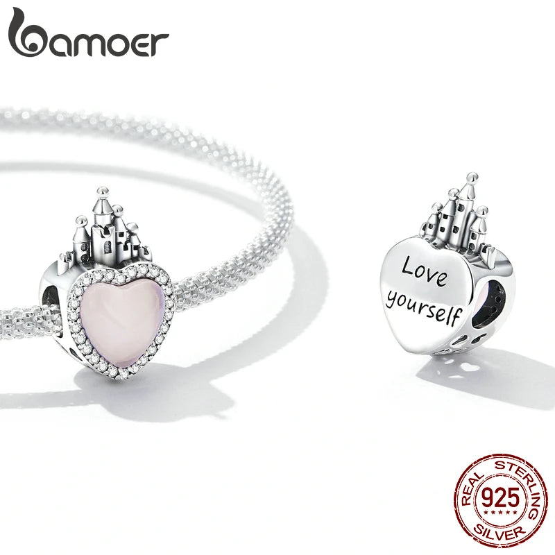 925 Sterling Silver Heart-Shape Charm Beads Fit Original Charm Bracelet Inlaid Zircon Colorful Pendants DIY Accessories