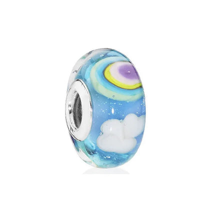 Matte Green Purple Pink Blue Murano Glass Charm Charms for Original 925 Charms Bracelet Silver Charm Bead for Women Jewelry