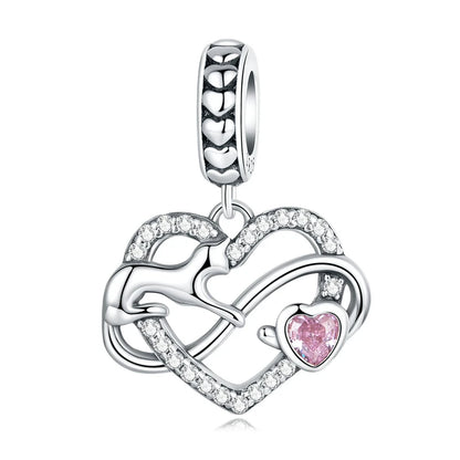 925 Sterling Silver Heart-Shape Charm Beads Fit Original Charm Bracelet Inlaid Zircon Colorful Pendants DIY Accessories