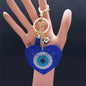 Purse Charm Evil Eye Braided - Blue Heart