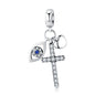 925 Sterling Silver Clear 5A Crystal Collection Family Heart Cross Charm Beads Fit for Charm Bracelet & Necklace Pendant