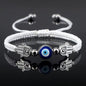 Evil Eye Braided Bracelet with Hamsa - White