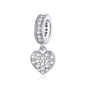 925 Sterling Silver Clear 5A Crystal Collection Family Heart Cross Charm Beads Fit for Charm Bracelet & Necklace Pendant