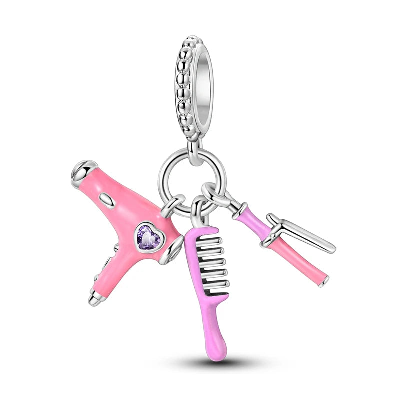 Pink Series Charms 925 Silver Perfume Butterfly Charm Beads Pendent Dangle Fit Original Bangle Charm Bracelet DIY Women Jewelry
