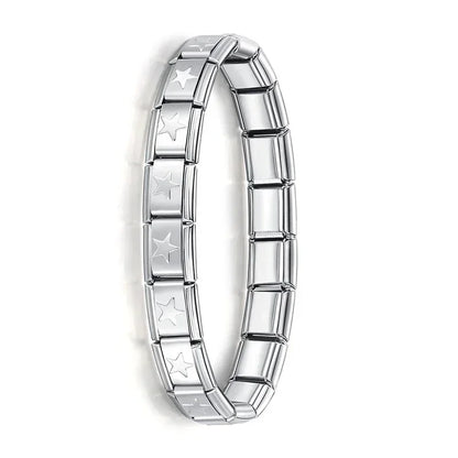 New Women'S Jewelry 9Mm Width Itanlian Elastic Charm Bracelet Fashion Stainless Steel Bangle ST-