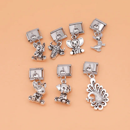 New Original Daisy Dog Cow Elephant Peacock Italian Links Charm Fit 9Mm Bracelet Stainless Steel Jewelry Making DJ281
