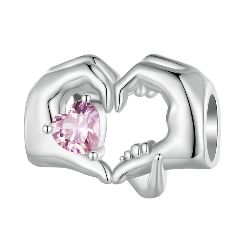925 Sterling Silver Heart-Shape Charm Beads Fit Original Charm Bracelet Inlaid Zircon Colorful Pendants DIY Accessories