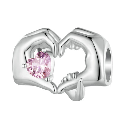 925 Sterling Silver Heart-Shape Charm Beads Fit Original Charm Bracelet Inlaid Zircon Colorful Pendants DIY Accessories