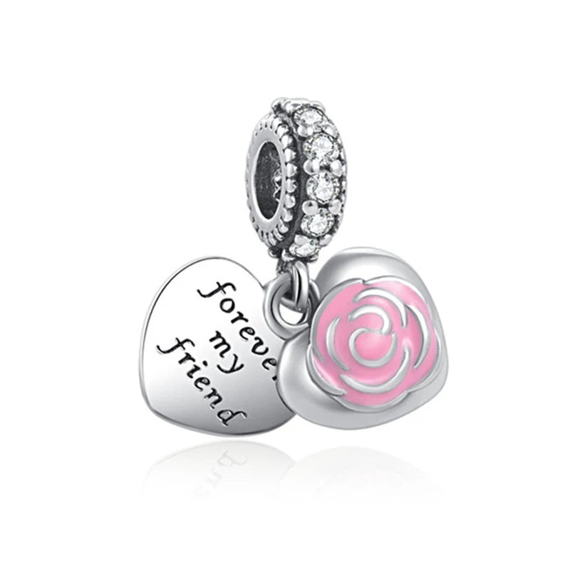New 925 Sterling Silver Best Friend Soul Companion Dangle Charm Diy Fit Original Pendant Charm Bracelet Women Fashion Jewelry