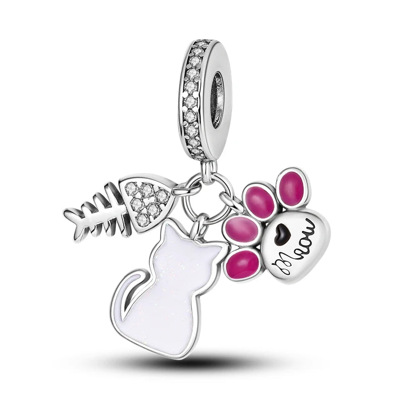 Pink Series Charms 925 Silver Perfume Butterfly Charm Beads Pendent Dangle Fit Original Bangle Charm Bracelet DIY Women Jewelry