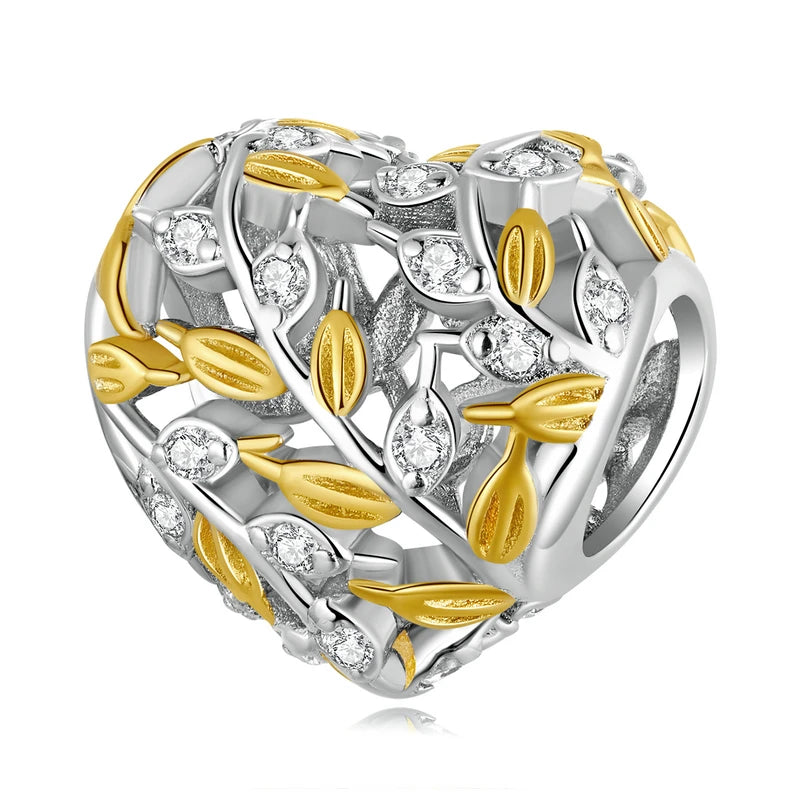 925 Sterling Silver Heart-Shape Charm Beads Fit Original Charm Bracelet Inlaid Zircon Colorful Pendants DIY Accessories