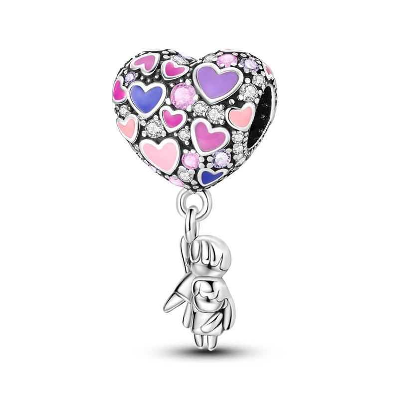 Pink Series Charms 925 Silver Perfume Butterfly Charm Beads Pendent Dangle Fit Original Bangle Charm Bracelet DIY Women Jewelry