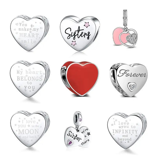 DALARAN Heart Shape Love Sterling Silver Charm 925 Friendship Sisters Bead Fits Original Charm Bracelet DIY Jewelry