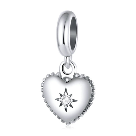 Love 925 Sterling Silver Charm Only You Love Charm Heart Shape Metal Bead for Bracelet Women DIY Fashion Jewelry BSC497
