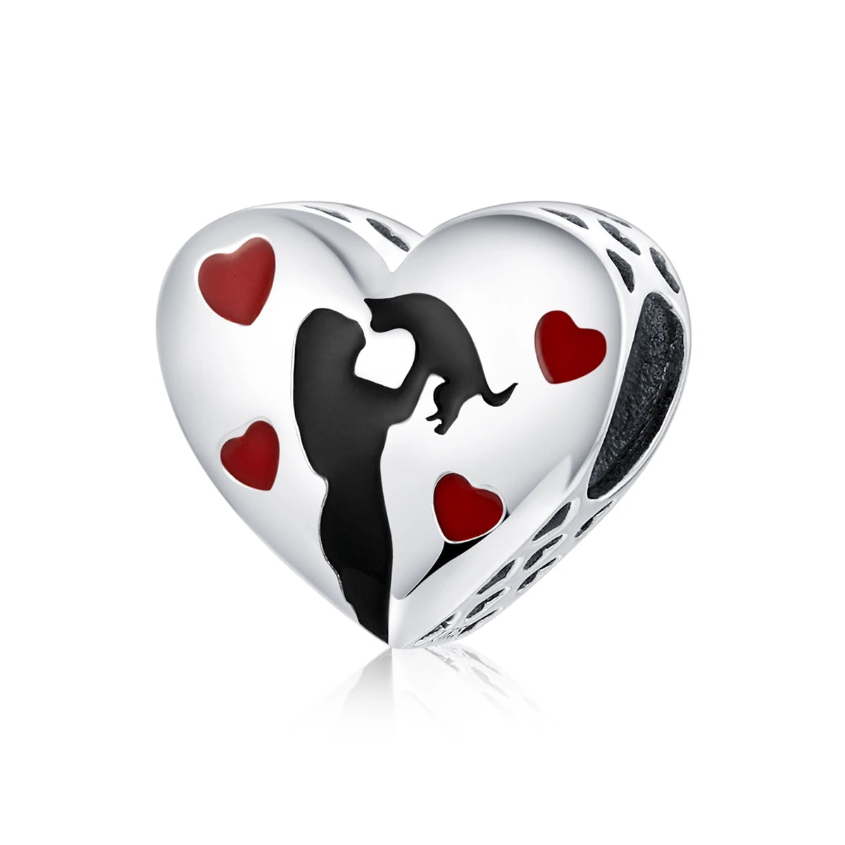 925 Sterling Silver Heart-Shape Collection Charms Cat Love Paw Footprints Charms Fit for Charm Bracelet Fine Jewelry