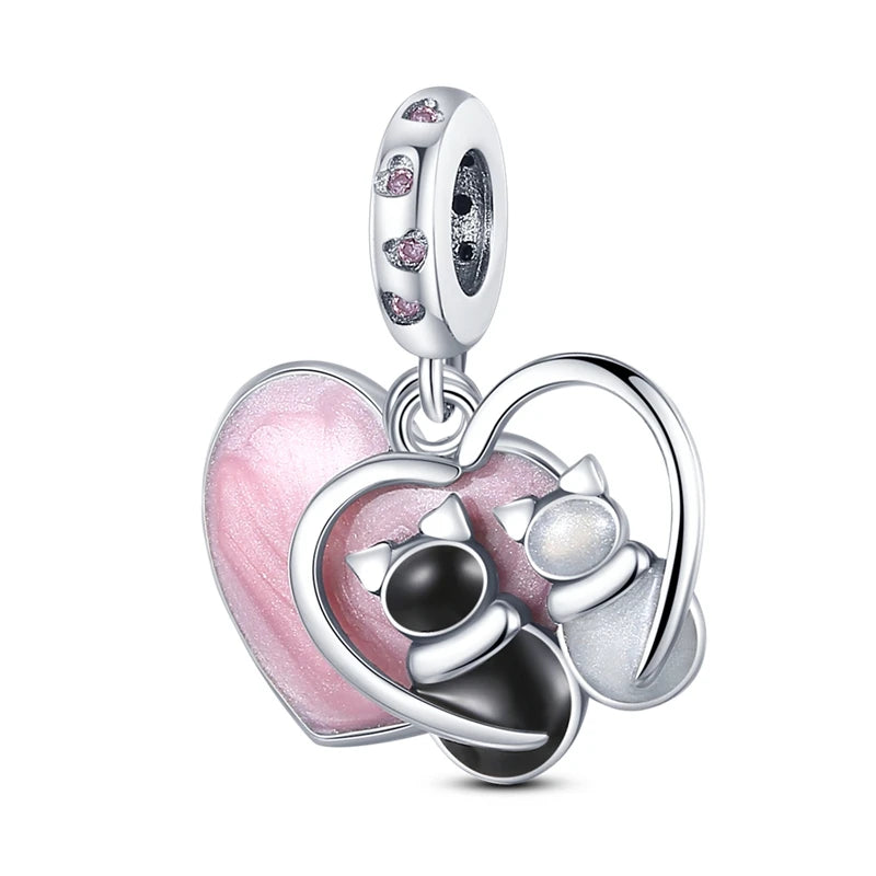 Pink Series Charms 925 Silver Perfume Butterfly Charm Beads Pendent Dangle Fit Original Bangle Charm Bracelet DIY Women Jewelry