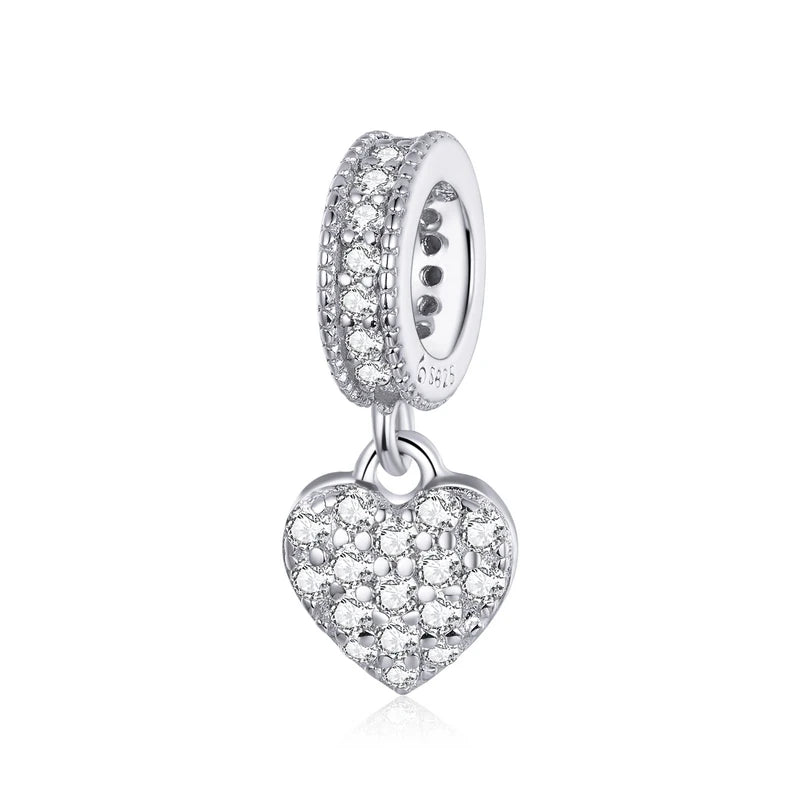 Love 925 Sterling Silver Charm Only You Love Charm Heart Shape Metal Bead for Bracelet Women DIY Fashion Jewelry BSC497