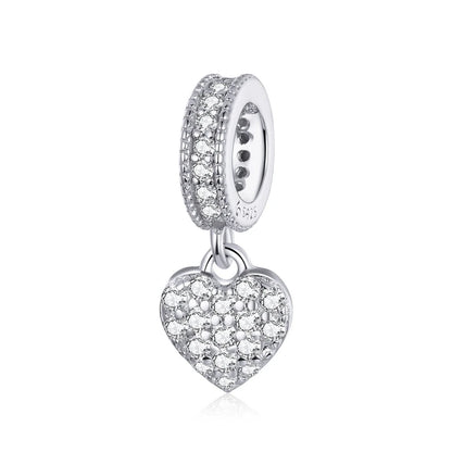 Love 925 Sterling Silver Charm Only You Love Charm Heart Shape Metal Bead for Bracelet Women DIY Fashion Jewelry BSC497