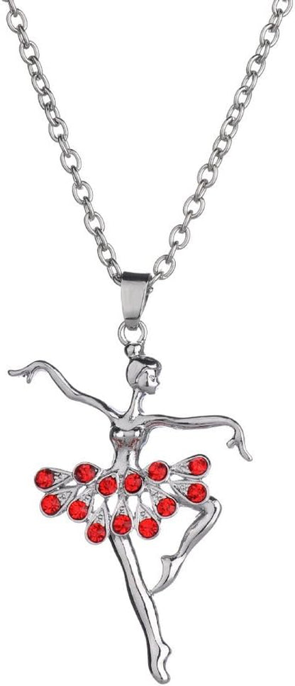 Necklances for Women Fashion & Fashion Lady Ballerina Pendant Necklace Rhinestone Charm Jewelry Xmas Gift, Rhinestone Zinc, Rhinestone