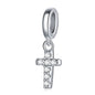 925 Sterling Silver Clear 5A Crystal Collection Family Heart Cross Charm Beads Fit for Charm Bracelet & Necklace Pendant