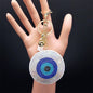 Purse Charm Evil Eye Braided - White