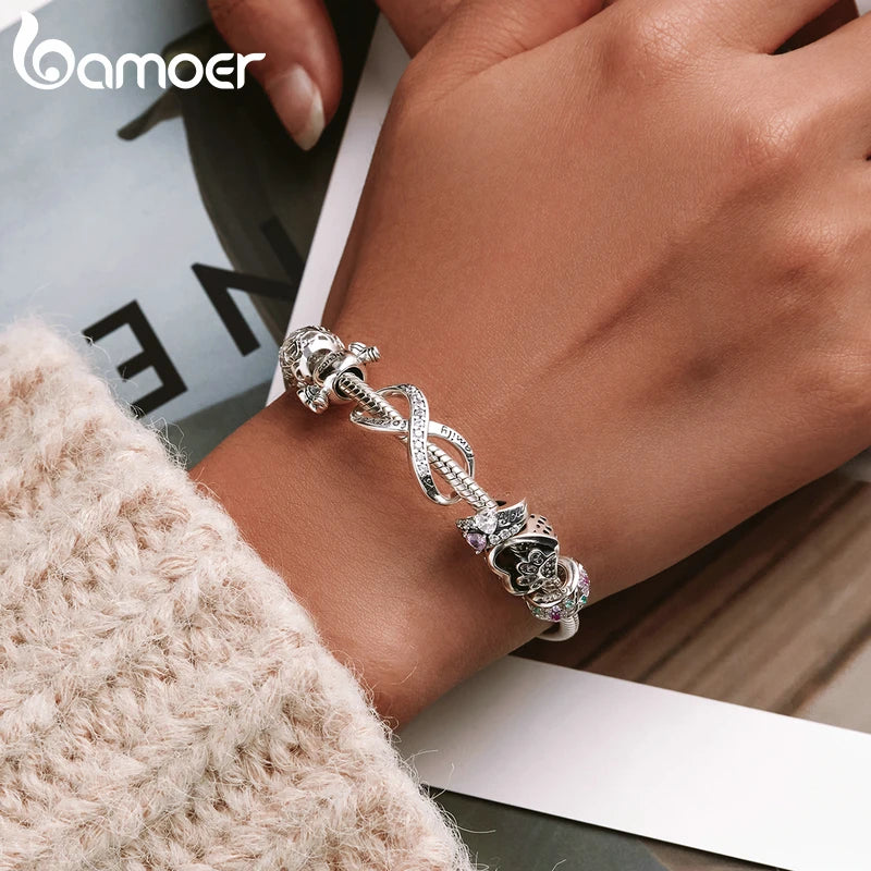 Silver Charm Collection 925 Sterling Silver Dazzling CZ Beads Fit Bracelets & Bangles Jewelry