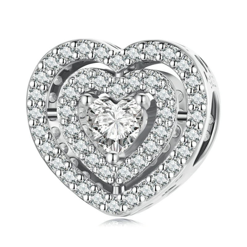 925 Sterling Silver Heart-Shape Charm Beads Fit Original Charm Bracelet Inlaid Zircon Colorful Pendants DIY Accessories