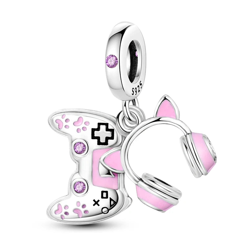 Pink Series Charms 925 Silver Perfume Butterfly Charm Beads Pendent Dangle Fit Original Bangle Charm Bracelet DIY Women Jewelry