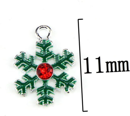 20Pcs Diy Christmas Alloy Pendant Charm Set Snowflake Wreath Jewelry Making Supplies for Necklace Bracelet Holiday Crafts