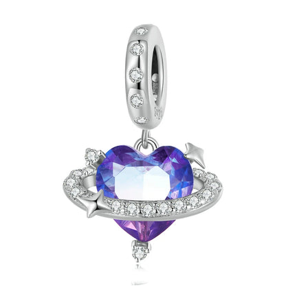 925 Sterling Silver Heart-Shape Charm Beads Fit Original Charm Bracelet Inlaid Zircon Colorful Pendants DIY Accessories