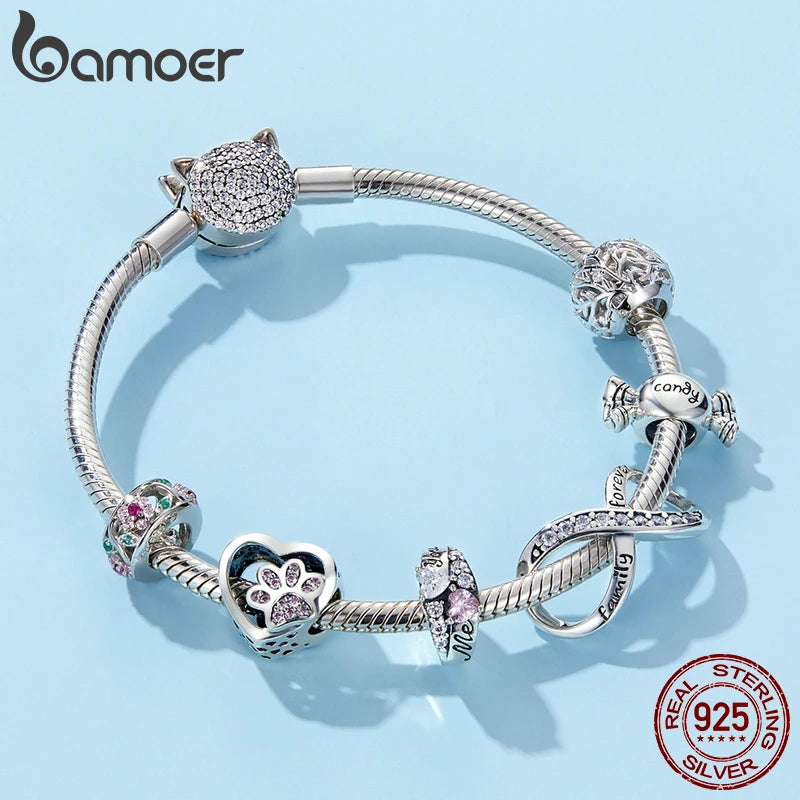 Silver Charm Collection 925 Sterling Silver Dazzling CZ Beads Fit Bracelets & Bangles Jewelry
