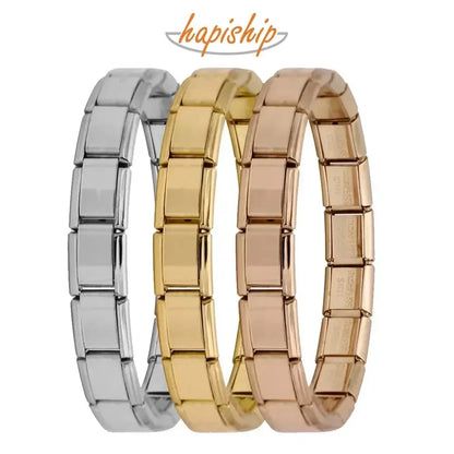 New Women'S Jewelry 9Mm Width Itanlian Elastic Charm Bracelet Fashion Stainless Steel Bangle ST-