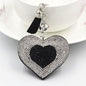 Purse Heart Charm - Bicolor Silver with Black