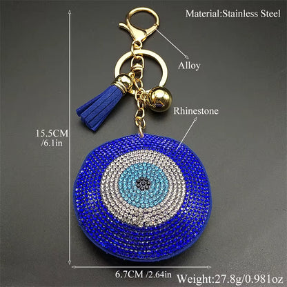 Purse Charm Evil Eye Braided - Blue