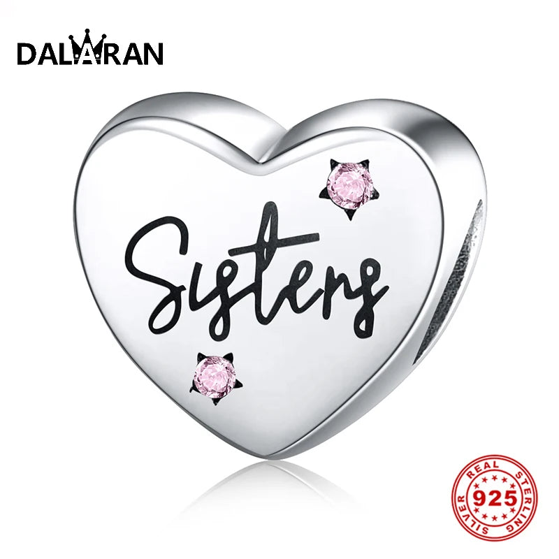DALARAN Heart Shape Love Sterling Silver Charm 925 Friendship Sisters Bead Fits Original Charm Bracelet DIY Jewelry
