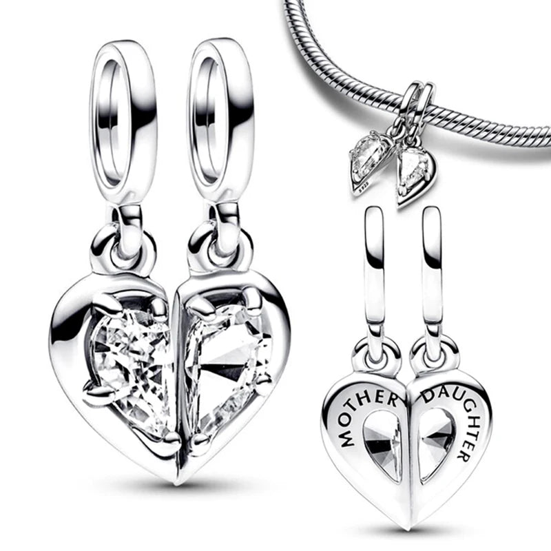 Infinity Love Mother Daughter Mum Heart Charms for Original 925 Charms Bracelet Silver Charm Bead for Mother'S Day Gift Jewelry