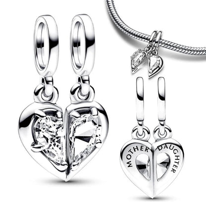 Infinity Love Mother Daughter Mum Heart Charms for Original 925 Charms Bracelet Silver Charm Bead for Mother'S Day Gift Jewelry