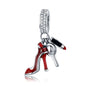 925 Sterling Silver Red High Heals and Lipstick Charm