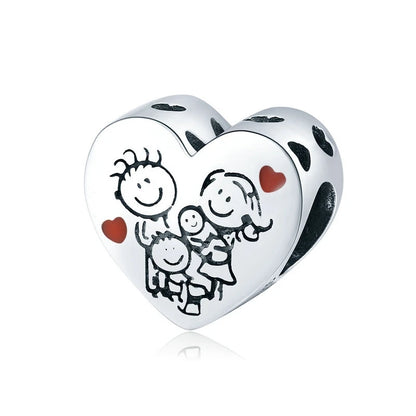 925 Sterling Silver Heart-Shape Collection Charms Cat Love Paw Footprints Charms Fit for Charm Bracelet Fine Jewelry