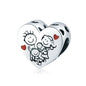 925 Sterling Silver Heart-Shape Collection Charms Cat Love Paw Footprints Charms Fit for Charm Bracelet Fine Jewelry
