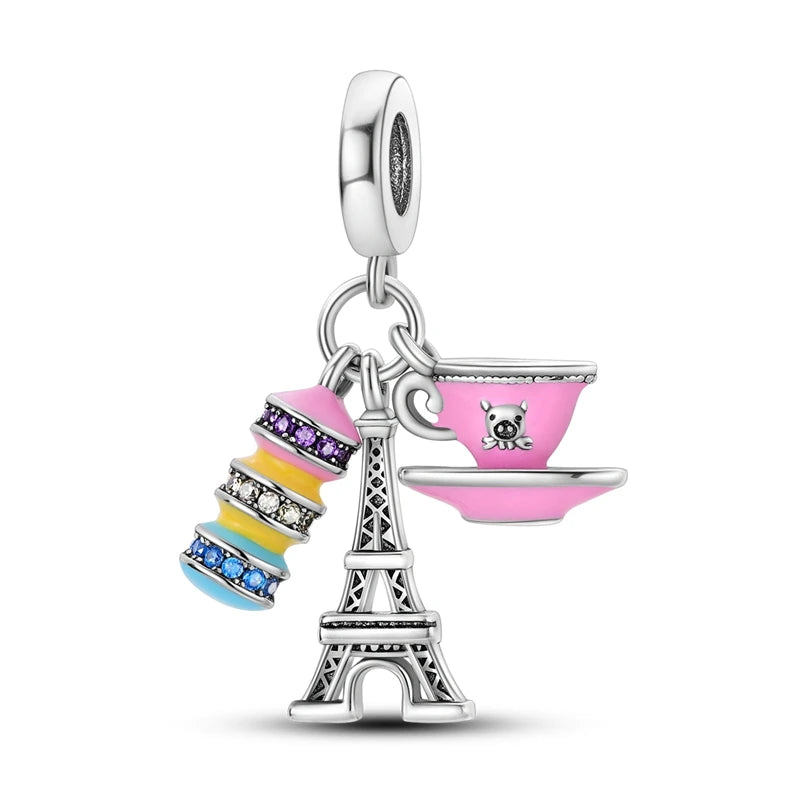 Pink Series Charms 925 Silver Perfume Butterfly Charm Beads Pendent Dangle Fit Original Bangle Charm Bracelet DIY Women Jewelry